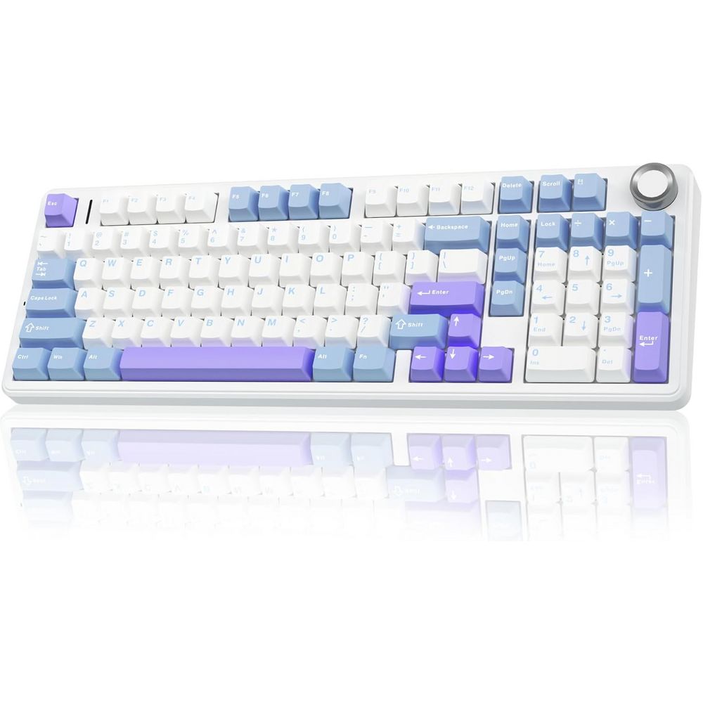 Aula F99 PRO Wireless Gaming Hot Swappable Keyboard - Light Blue/White/Dark Purple - PakByte Computers  