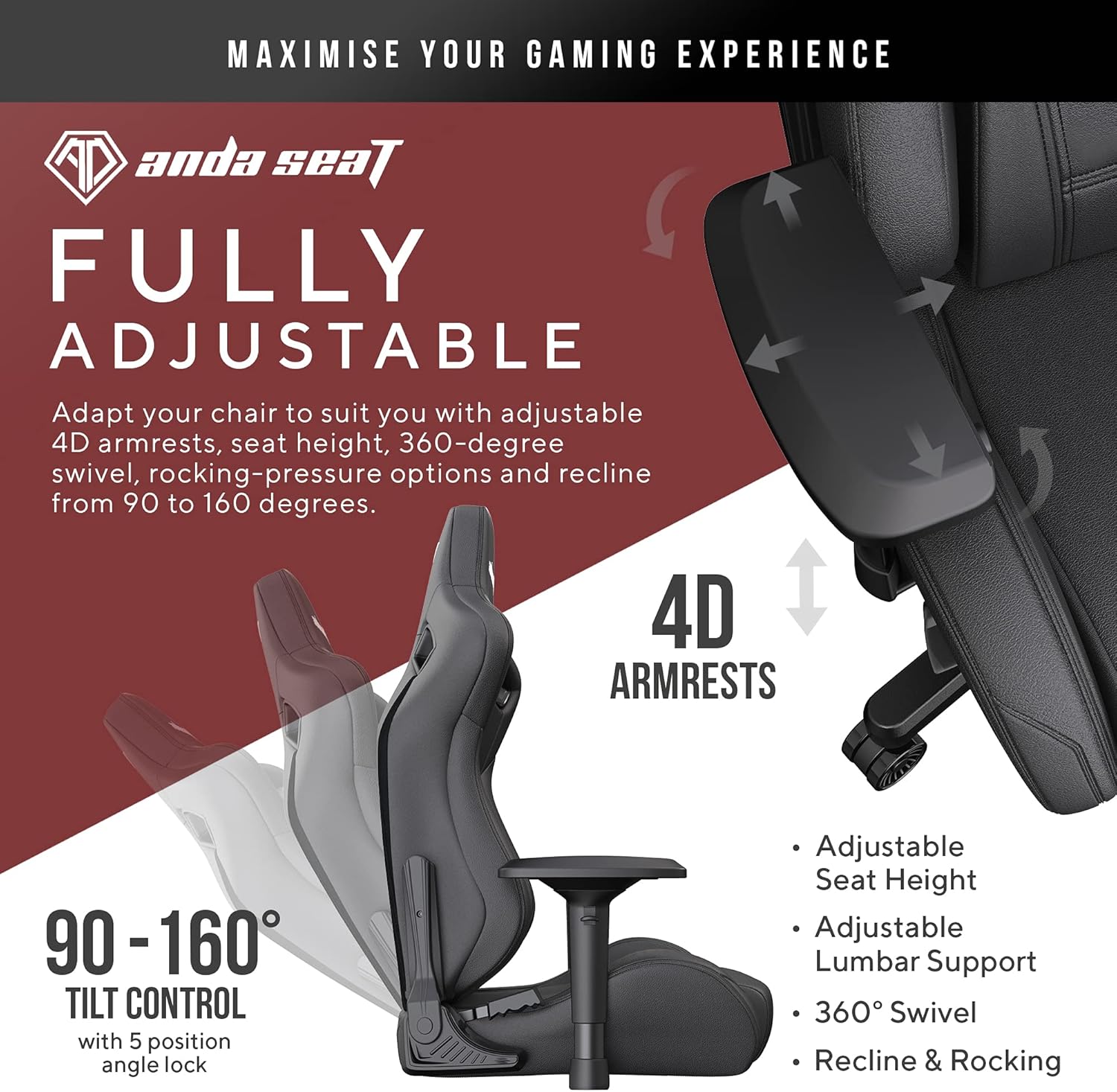 Anda Seat Kaiser 2 XL Leather Gaming Chair (Black) - PakByte  