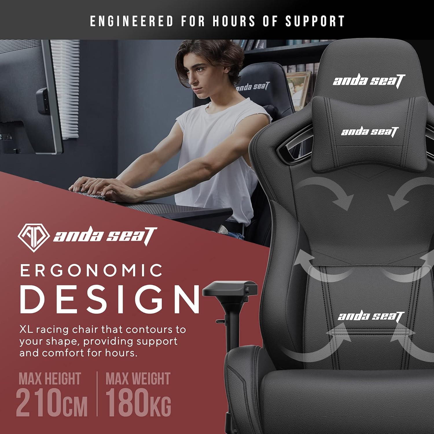 Anda Seat Kaiser 2 XL Leather Gaming Chair (Black) - PakByte  