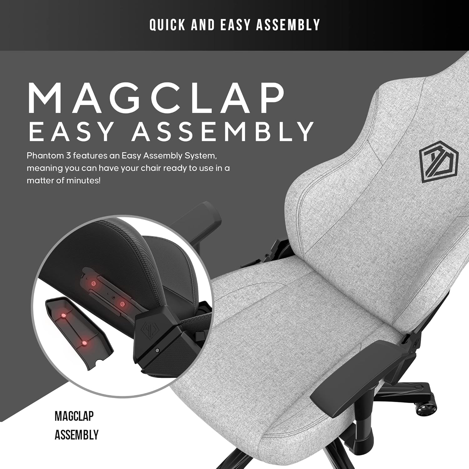Anda Seat Phantom 3 Fabric Gaming Chair - Gray - PakByte  