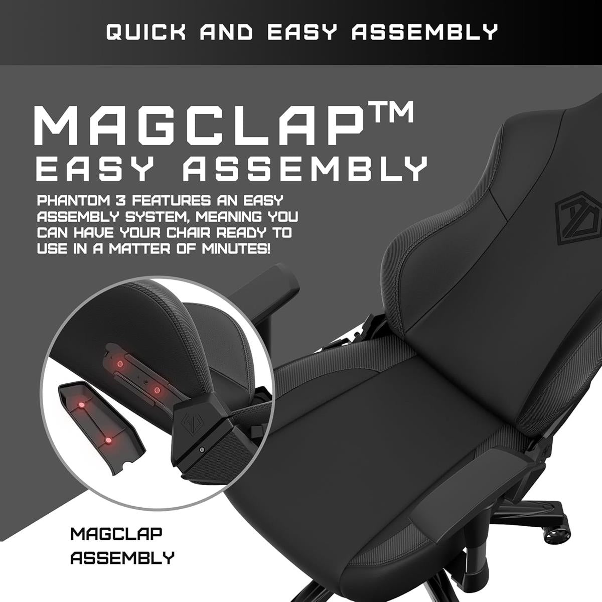 Anda Seat Phantom 3 XL Leather Gaming Chair - Stormy Black - PakByte Computers  