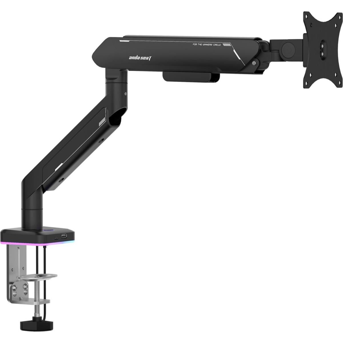 AndaSeat Stealth Pro II RGB Ergonomic Single Monitor Arm - Black - PakByte Computers  