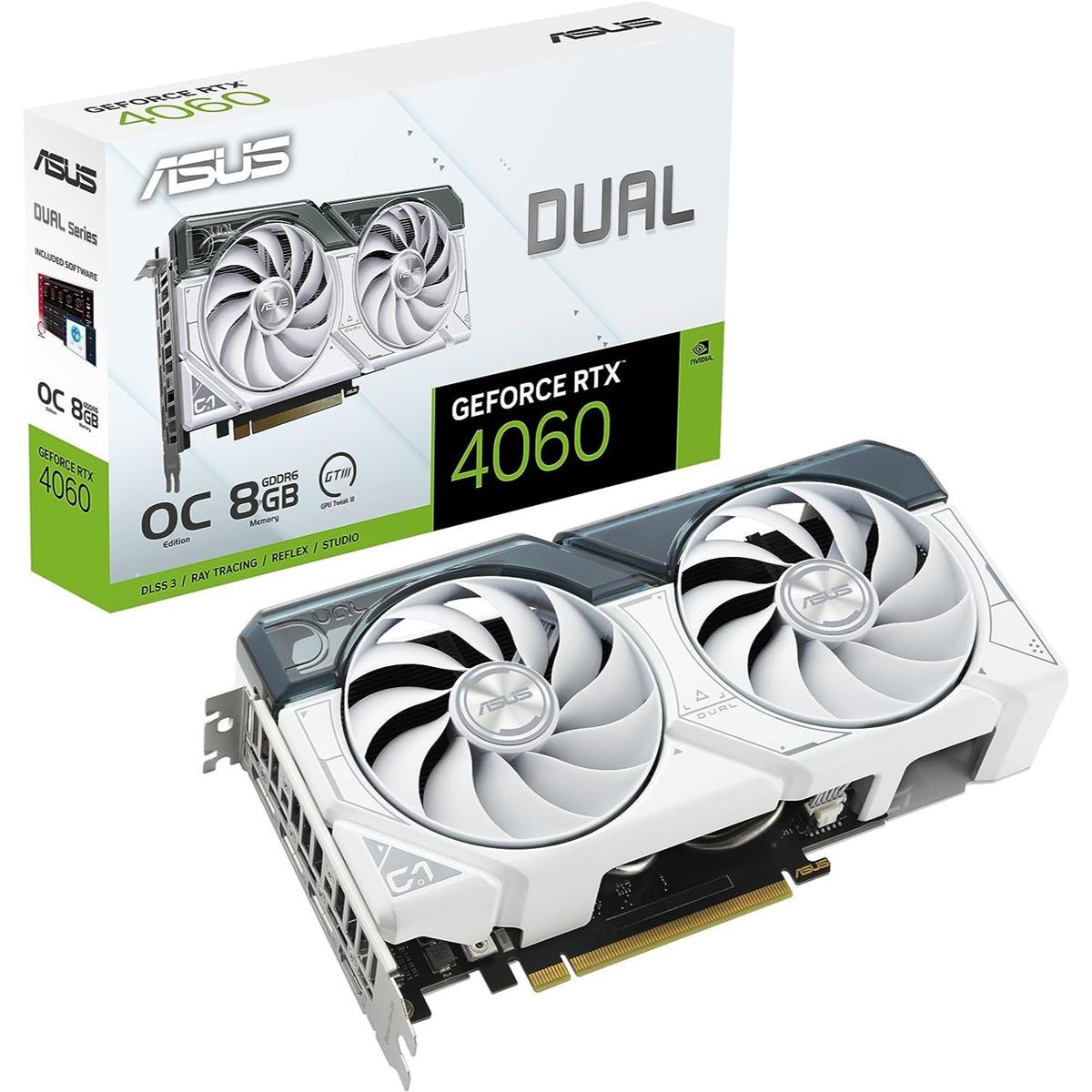 Asus Dual GeForce RTX 4060 OC Edition 8GB Graphics Card - White