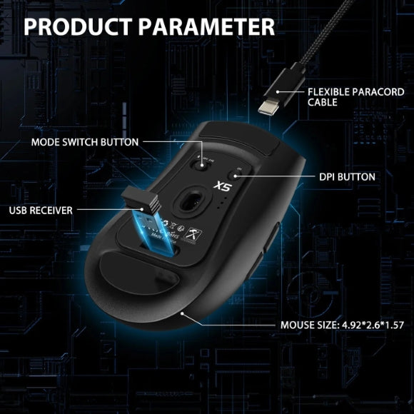 Attack Shark X5 Black  Wireless Gaming Mouse - PakByte  