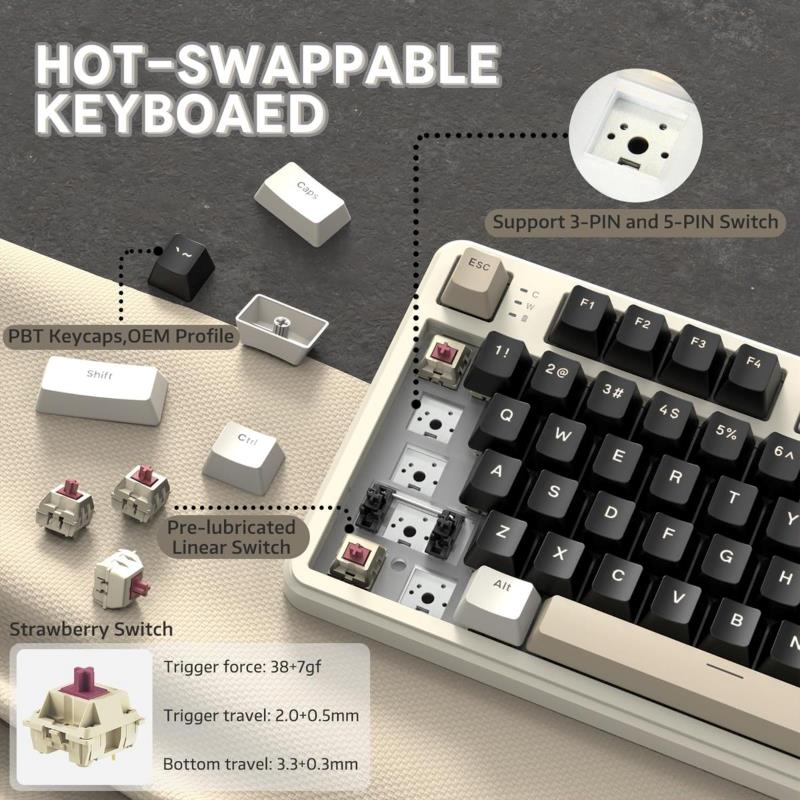 Attack Shark X75 Aluminum CNC Wireless Gaming Keyboard - Cheese White - PakByte Computers  