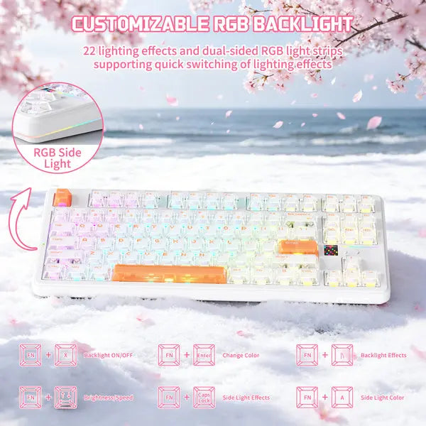 Attack Shark X87 Ultra 8K Mechanical Wireless Gaming Keyboard - Iced Orange