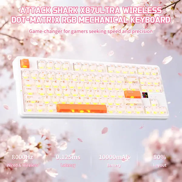 Attack Shark X87 Ultra 8K Mechanical Wireless Gaming Keyboard - Iced Orange