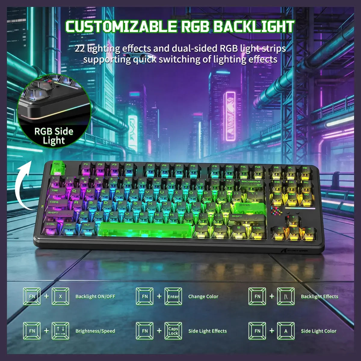 Attack Shark X87 Ultra 8K Mechanical Wireless Gaming Keyboard - Ink Shade