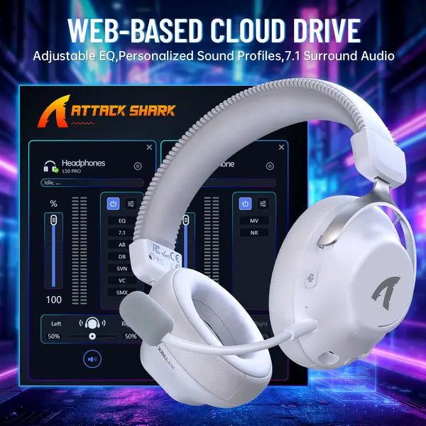 Attack Shark L50 PRO Wireless Gaming Headset - White