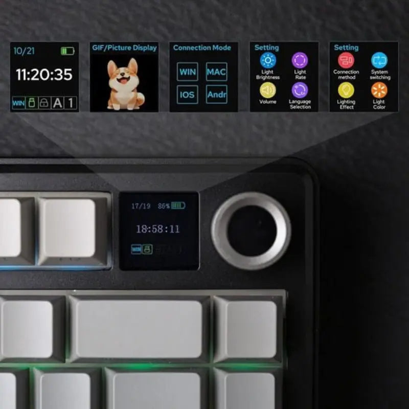 Aula F75 Max Wireless Mechanical Keyboard with TFT Screen and Knob - Gradient Gray - PakByte Computers  