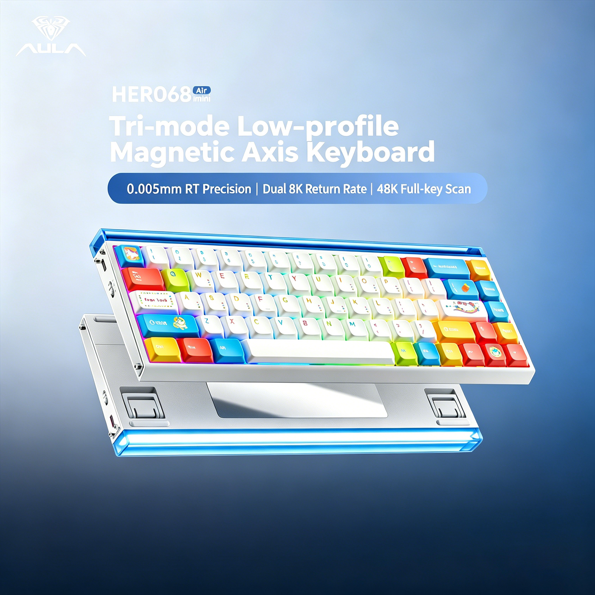 AULA HERO68 Mini Air Keyboard - Pink Rainbow - Sea Wave Switches
