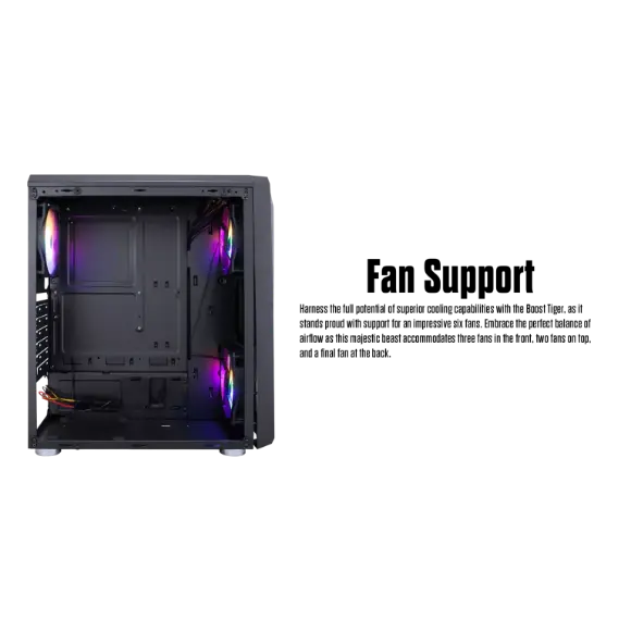 Boost Tiger PC Case with 3 RGB Fans - PakByte Computers 