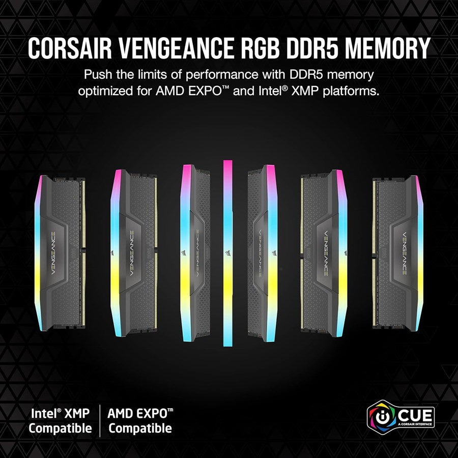 CORSAIR Vengeance RGB DDR5 RAM 32GB (1x32GB) 5600MHz Desktop Computer Memory - Gray - CMH32GX5M1B5600Z40 - PakByte  