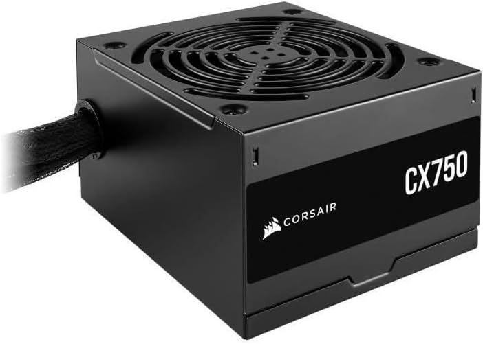 CORSAIR CX750 ATX 750W Power Supply - 80 Plus Bronze Certified - Low Noise - Sheathed Cables - Non-Modular - Black - PakByte  