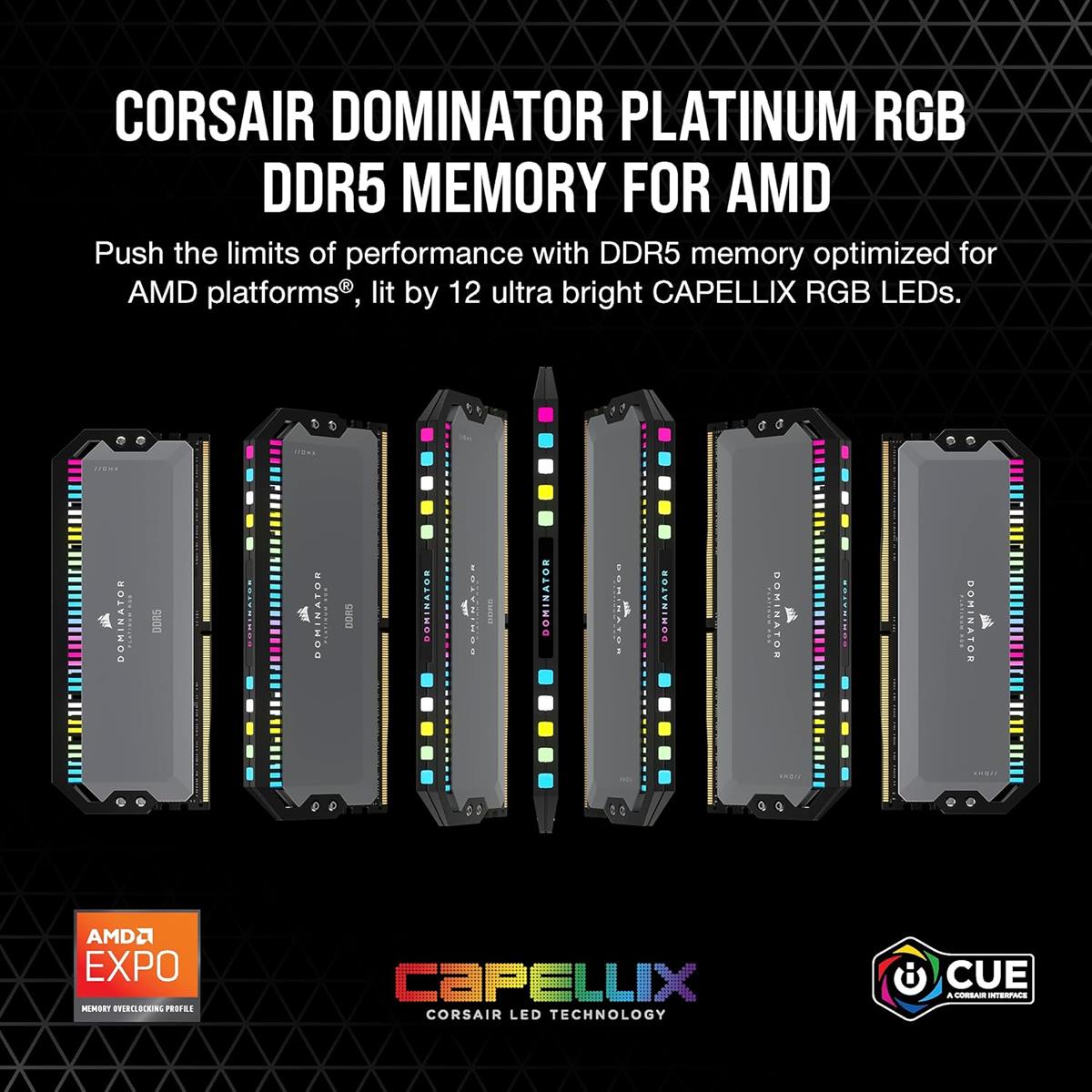 Corsair Dominator Platinum RGB 64GB (2x32GB) 6000MHz C30 DDR5 DRAM AMD EXPO & Intel XMP Memory Kit - Grey - PakByte  