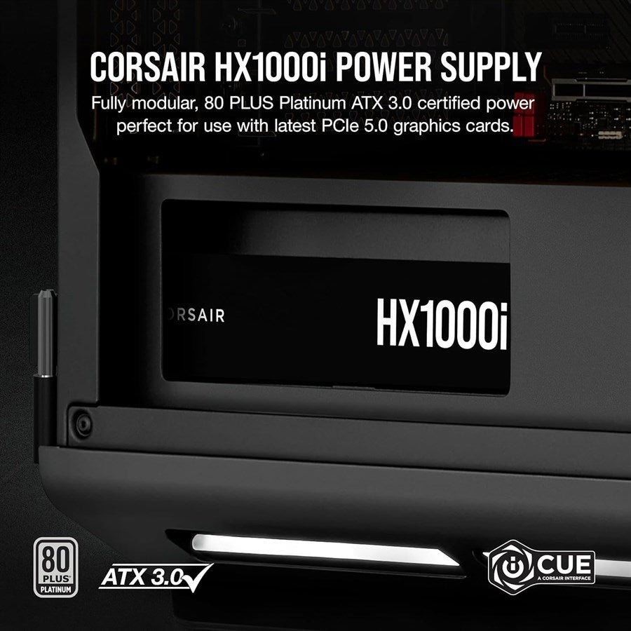 Corsair HX1000i Fully Modular Ultra-Low Noise Platinum ATX 1000 Watt PC Power Supply (UK) - PakByte  