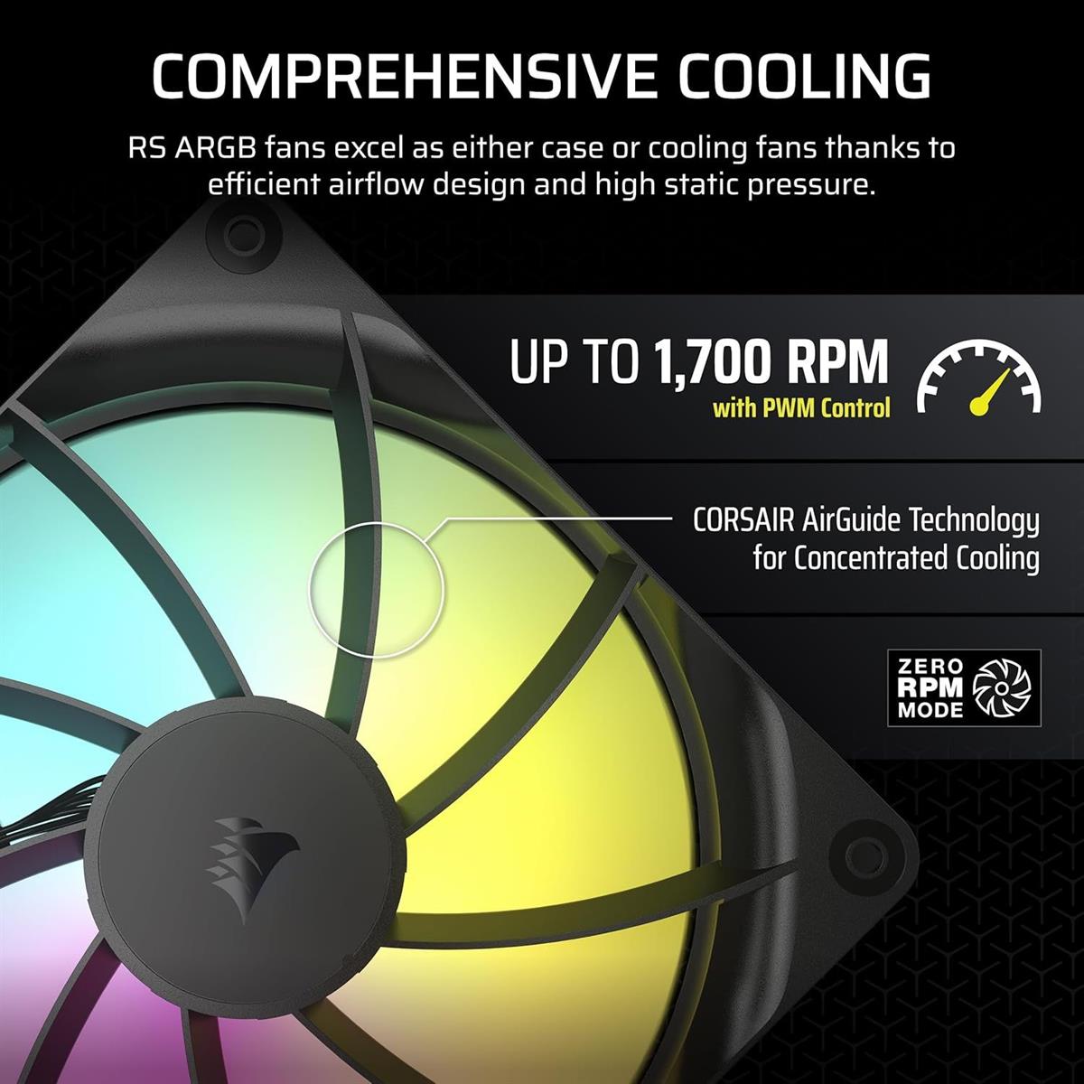 Corsair RS140 ARGB 140mm PWM Fan, Daisy-Chain Connection, Low-Noise, Magnetic Dome Bearing – Single Pack (Black) - PakByte  