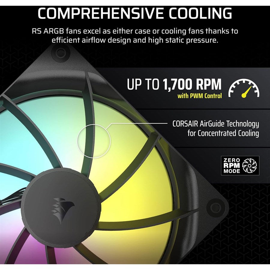 Corsair RS140 ARGB 140mm PWM Fans - Dual Pack - CO-9050183-WW - PakByte  