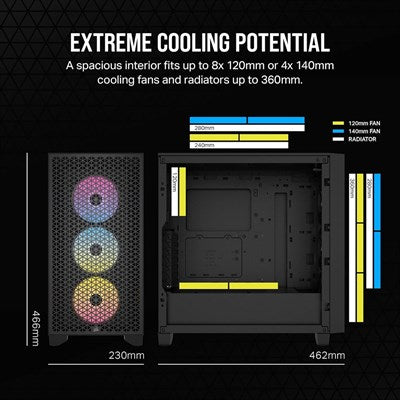 Corsair 3000D RGB AIRFLOW Mid-Tower PC Case - Black - PakByte Computers 