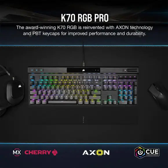 Corsair K70 RGB PRO Mechanical Gaming Keyboard with PBT DOUBLE SHOT PRO Keycaps — CHERRY MX Red - PakByte Computers 
