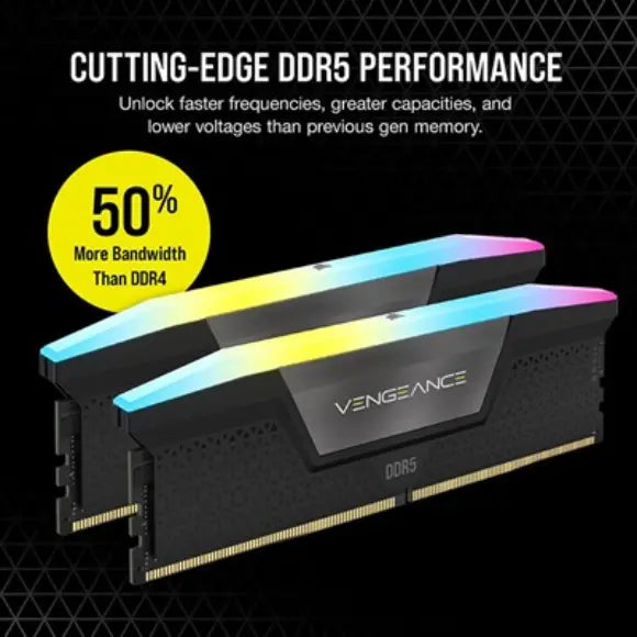 Corsair Vengeance RGB DDR5 32GB (2x16GB) DRAM 6000MHz Desktop Memory - Black - PakByte Computers 