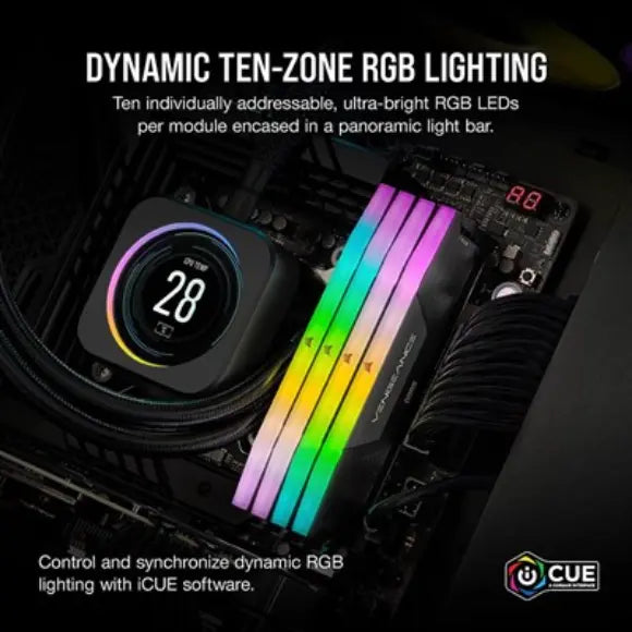 Corsair Vengeance RGB DDR5 32GB (2x16GB) DRAM 6000MHz Desktop Memory - Black - PakByte Computers 