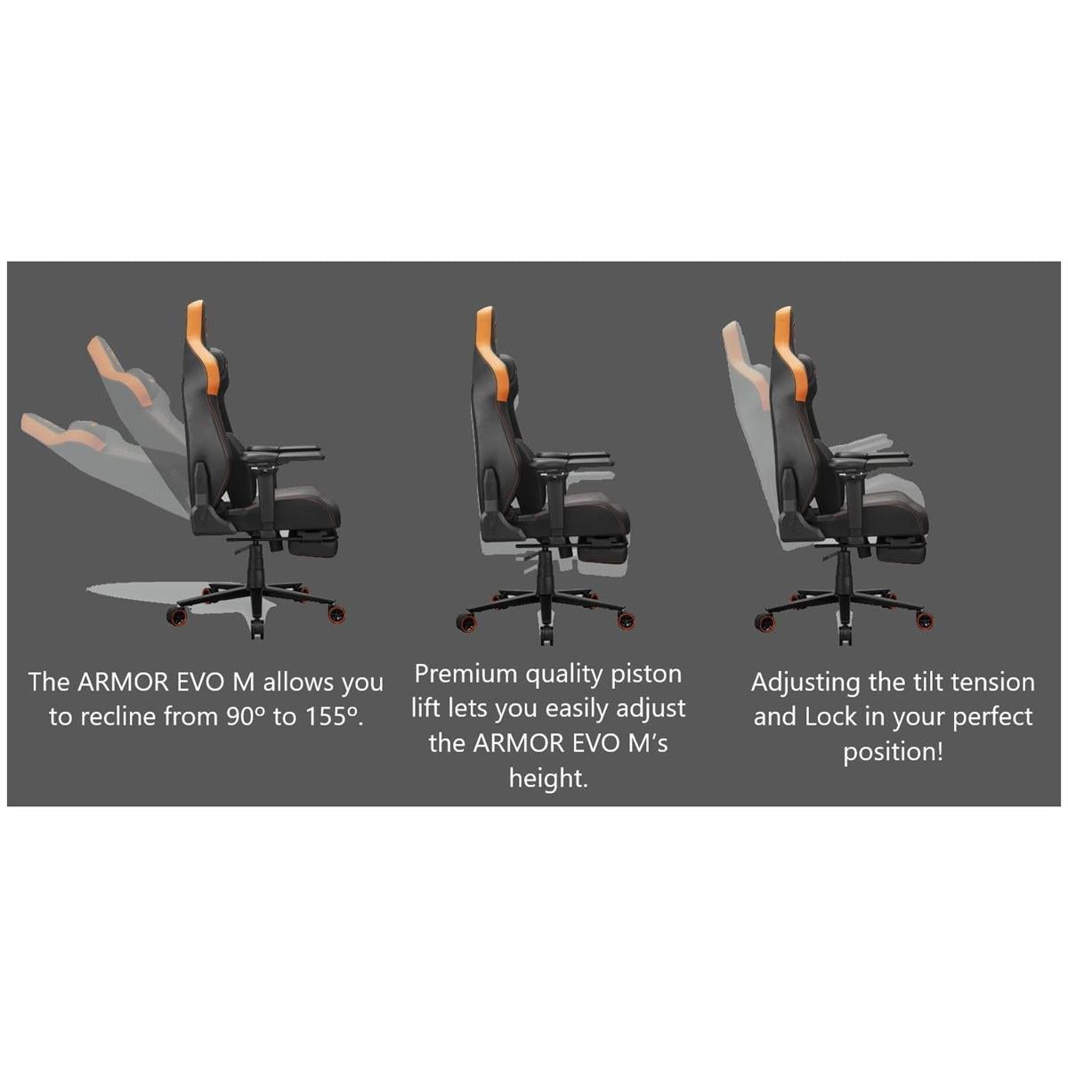 Cougar Armor Evo S Ergonomic Gaming Chair - Orange/Black - PakByte Computers  