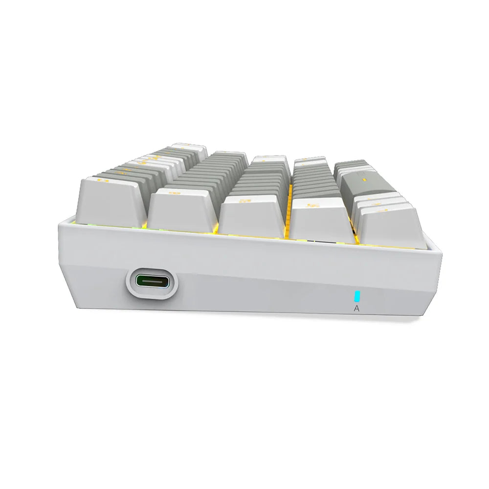 E-Yooso Z-686 68 Keys Hot-Swappable Wired Mechanical Keyboard - Grey/White - Red Switch