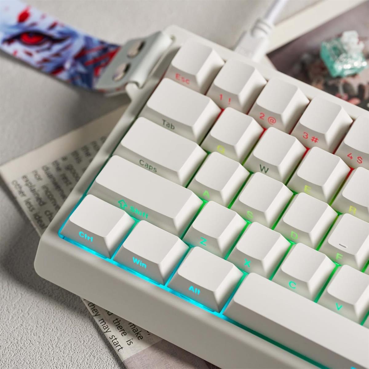 FGG MadLions MAD68 HE RGB 60% Wired Magnetic Switch Gaming Keyboard, 8000 Hz Polling Rate, White - PakByte Computers  