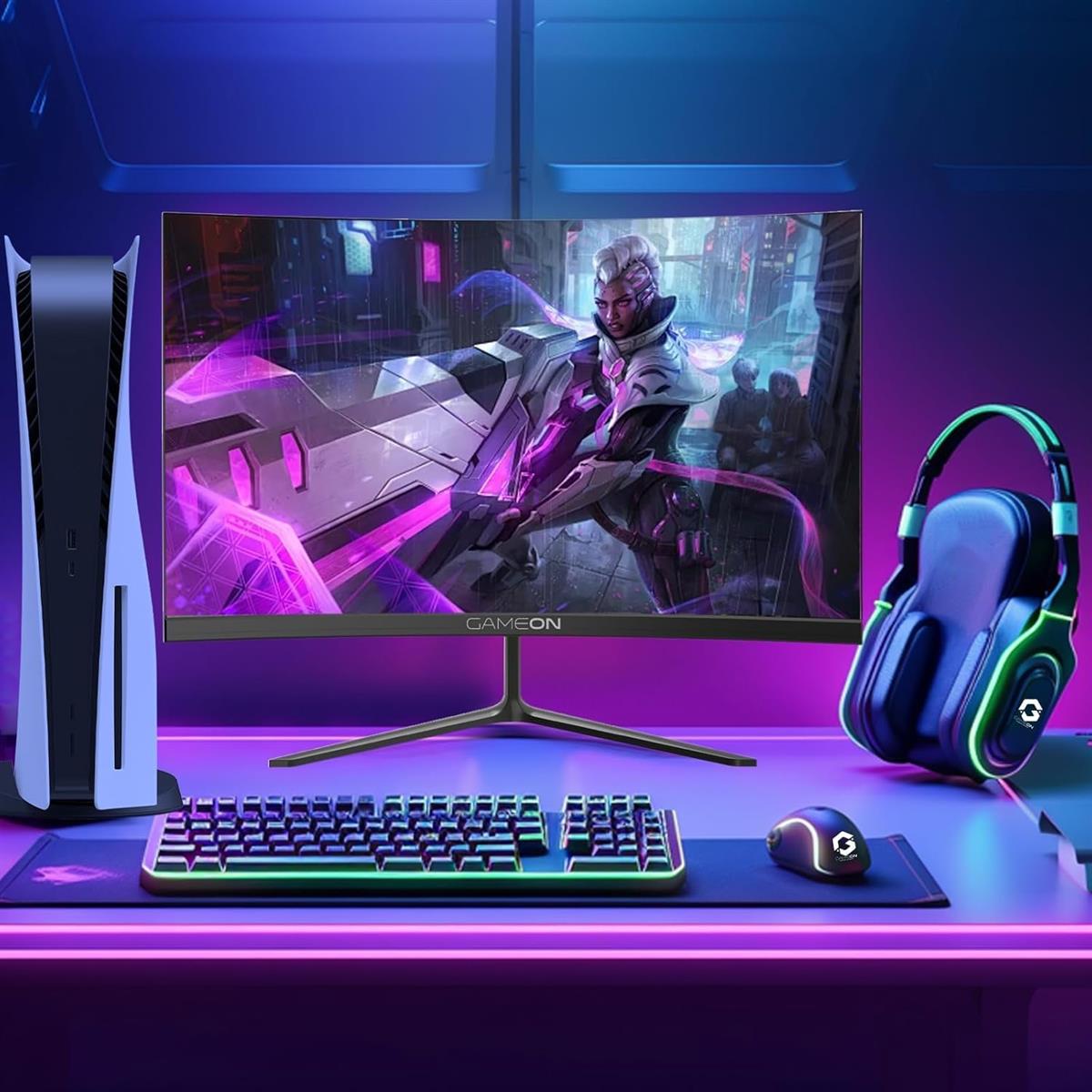 GameOn GOC24F180VA Pro Series 24" Curved 180hz Gaming Monitor, 1920x1080p FHD Fast VA Panel, 0.5ms, HDMI 2.1, G-Sync & Freesync, Crosshair assistant, Built-in Speakers, Supports HDR, PS5, VRR - PakByte Computers  