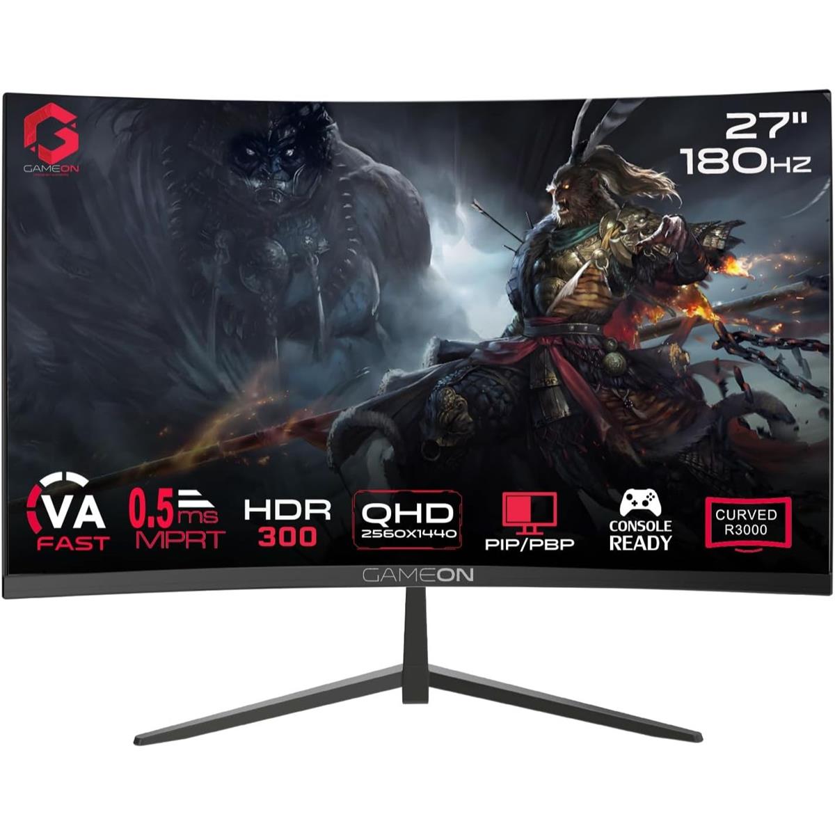 GameOn GOC27Q180VA Pro Series 2k Curved, 180hz Gaming Monitor, 27 inch, 2560x1440p QHD Fast VA Panel, 180Hz, 0.5ms - PakByte Computers  