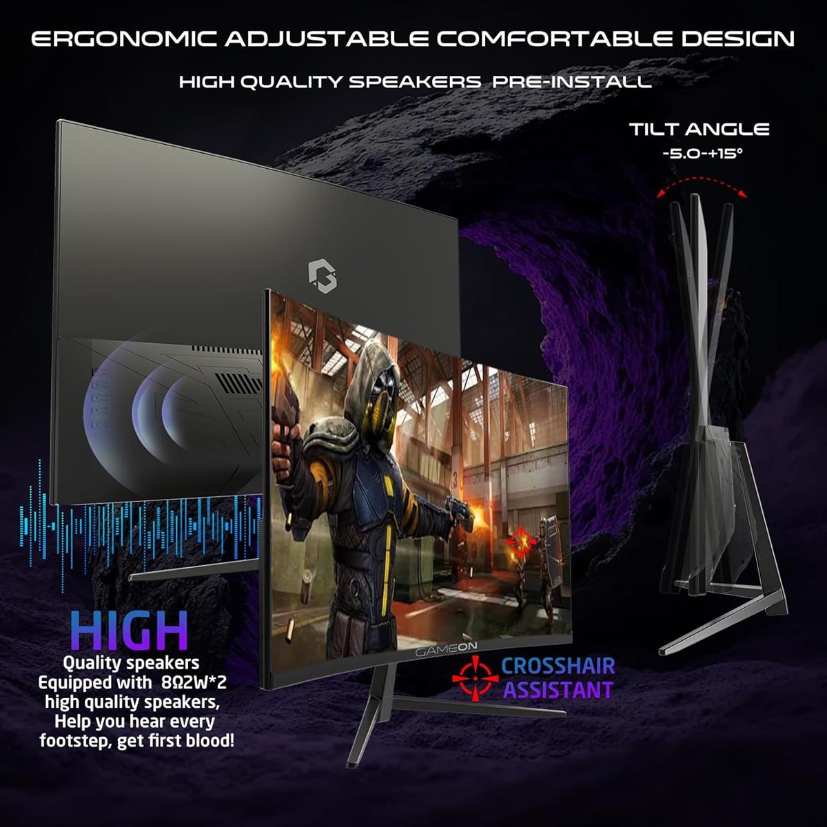 GameOn GOC27Q180VA Pro Series 2k Curved, 180hz Gaming Monitor, 27 inch, 2560x1440p QHD Fast VA Panel, 180Hz, 0.5ms - PakByte Computers  
