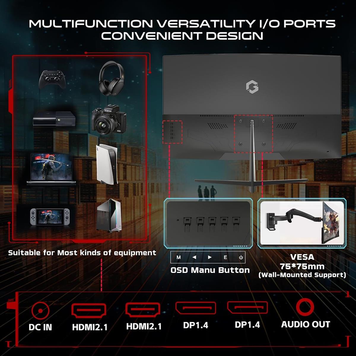 GameOn GOC27Q180VA Pro Series 2k Curved, 180hz Gaming Monitor, 27 inch, 2560x1440p QHD Fast VA Panel, 180Hz, 0.5ms - PakByte Computers  