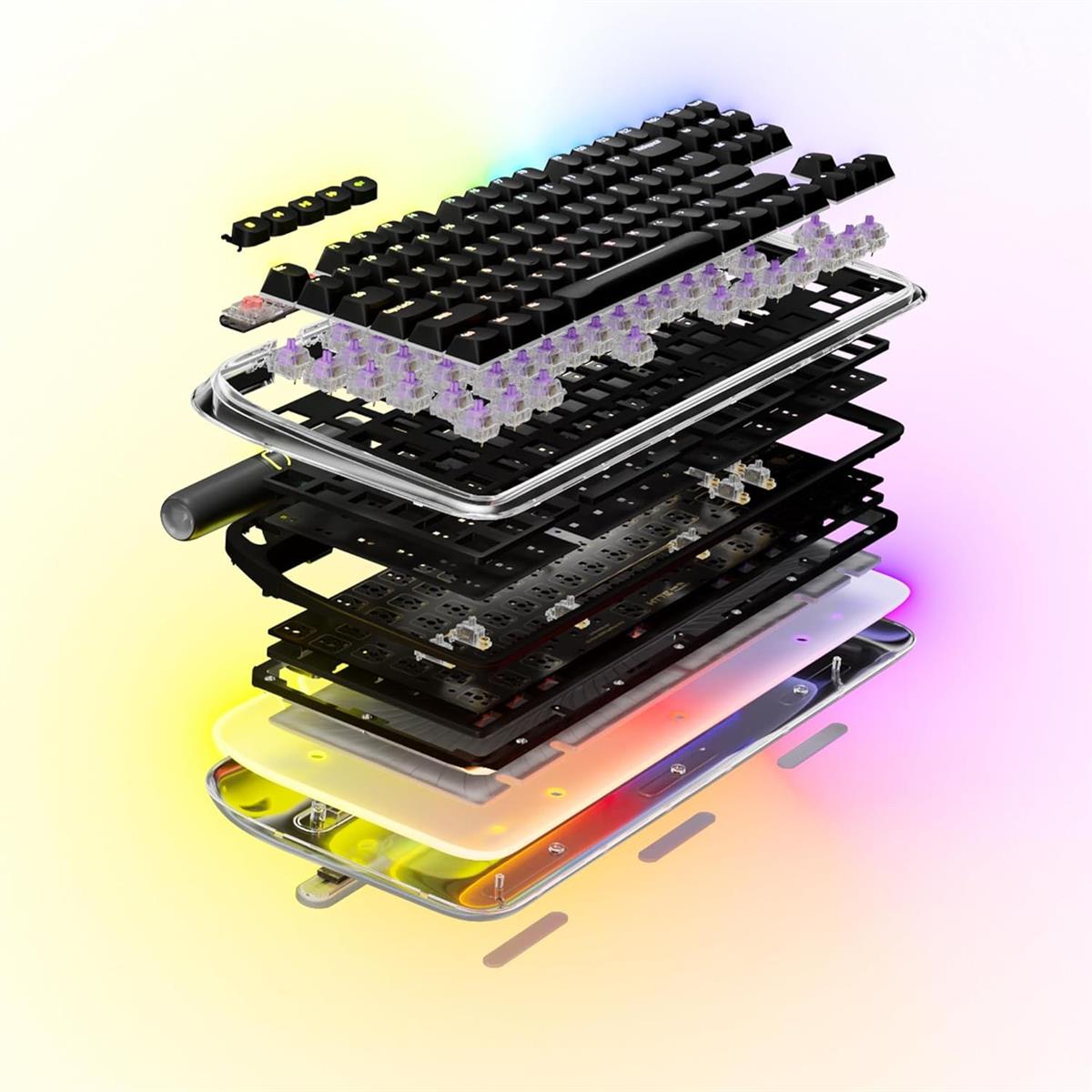 HYTE Keeb TKL - Modern Human Interface - Customizable Tenkeyless Wired Crystal Bubble RGB Gasket Mounted Mechanical Keyboard - PakByte  