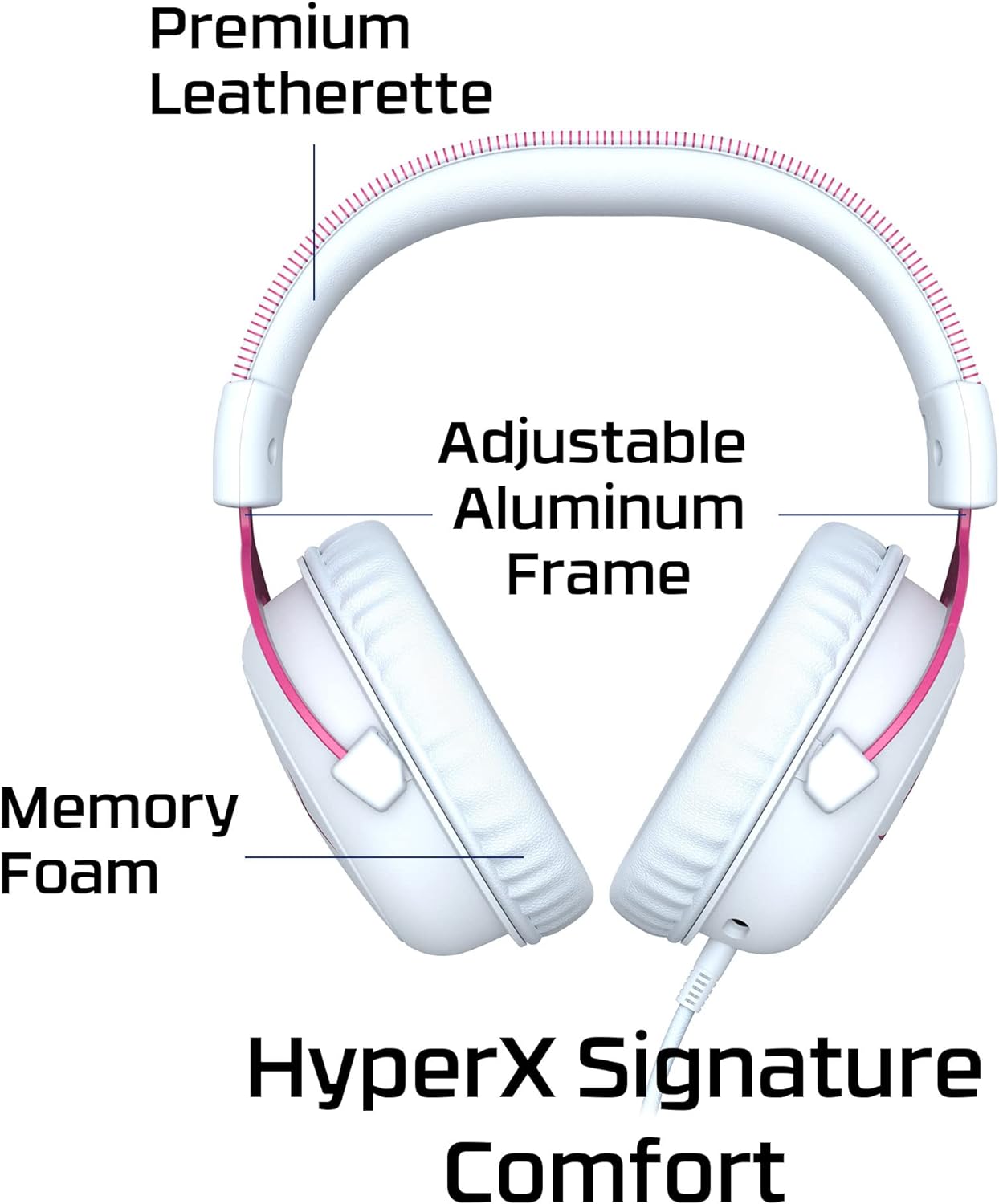 HyperX Cloud 2 - Gaming Headset, 7.1 Virtual Surround Sound - White/Pink