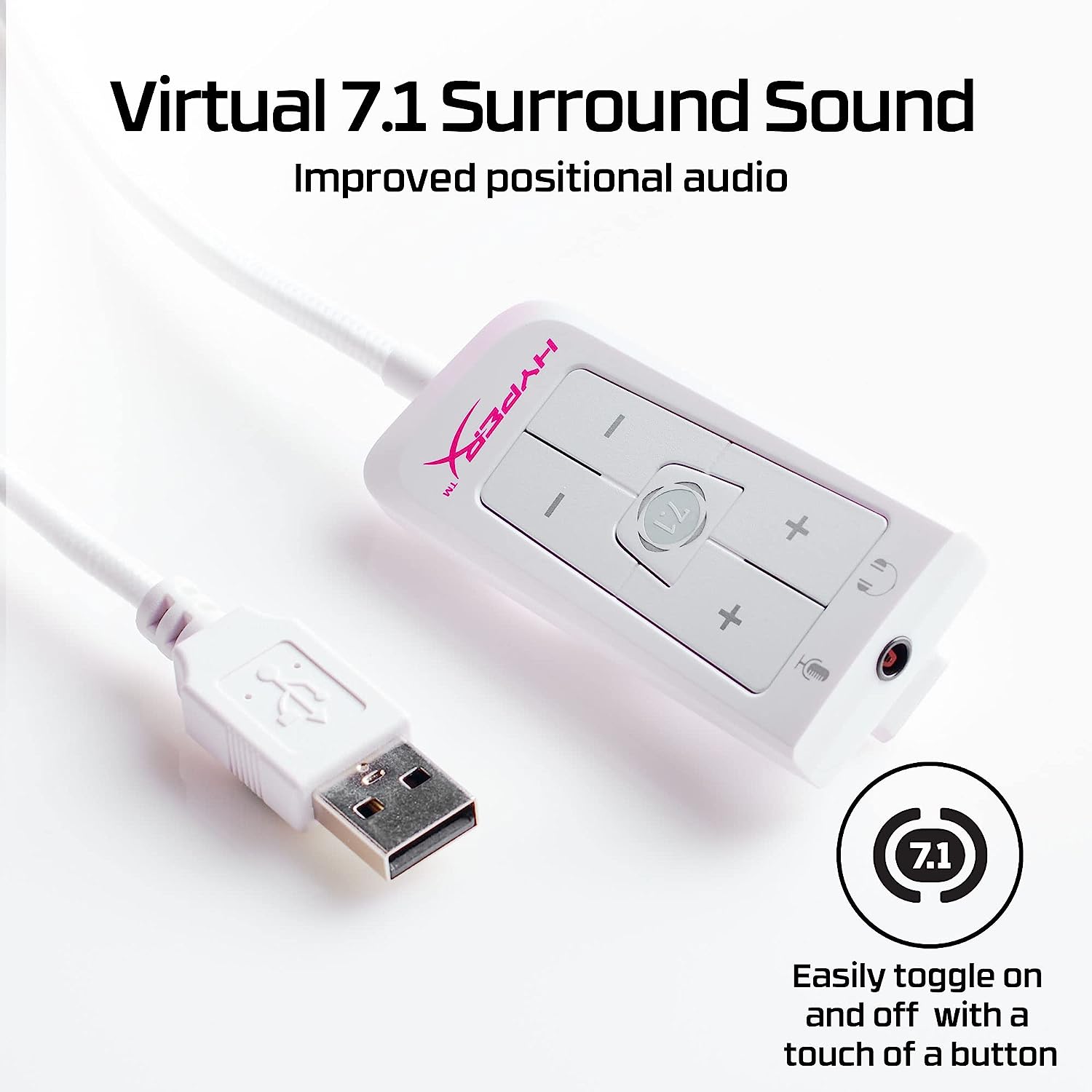 HyperX Cloud 2 - Gaming Headset, 7.1 Virtual Surround Sound - White/Pink