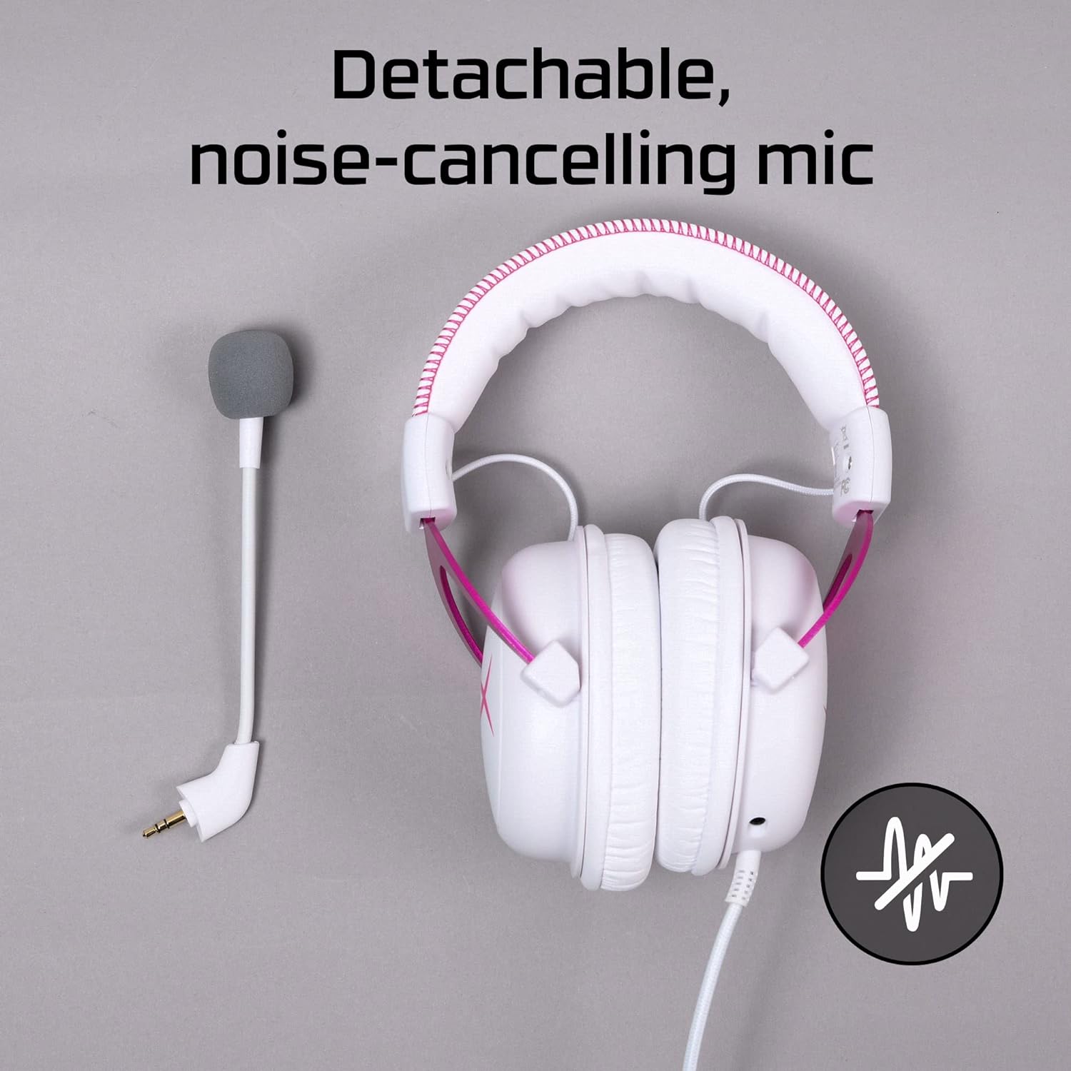 HyperX Cloud 2 - Gaming Headset, 7.1 Virtual Surround Sound - White/Pink