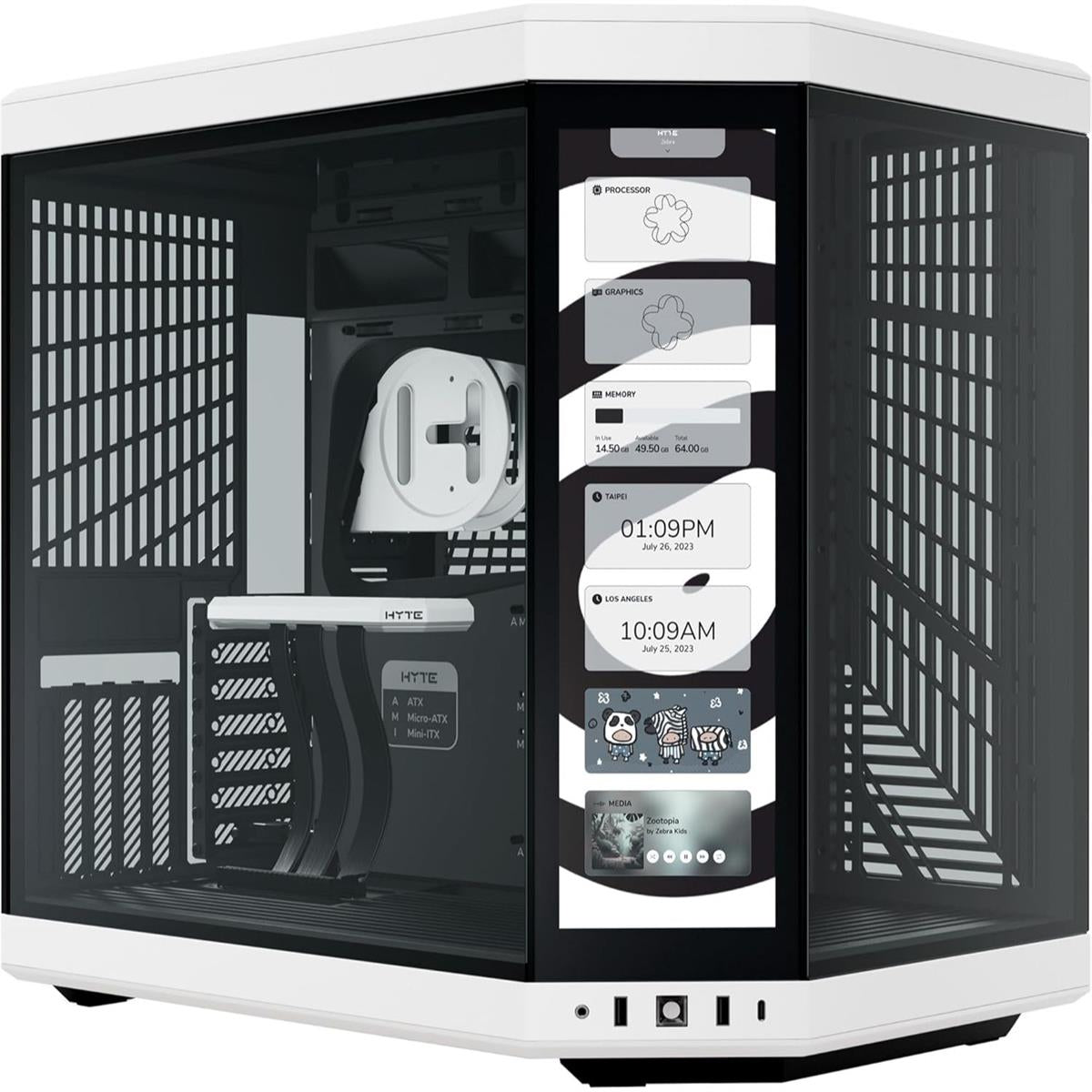 Hyte Y70 Touch Infinite Modern Aesthetic Mid-Tower ATX Gaming Case With LCD Screen - Panda