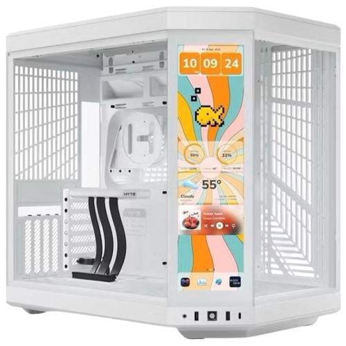 Hyte Y70 Touch Infinite Modern Aesthetic Mid-Tower ATX Gaming Case With LCD Screen - White
