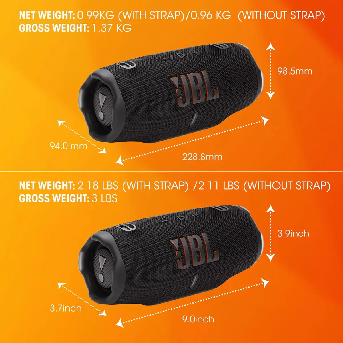 JBL Charge 6 - Portable Waterproof & Drop-Proof Bluetooth Speaker - Black