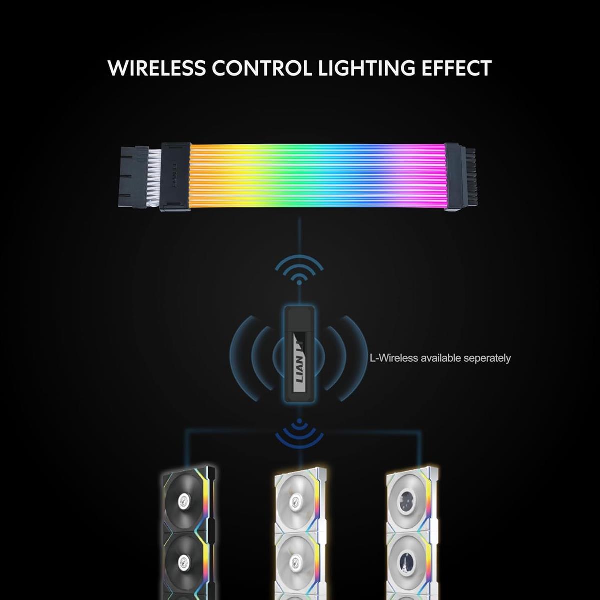 Lian Li Strimer Wireless 24 Pin with Controller - Addressable RGB Power Extension Cable, 2.4 GHz Wireless Control - PakByte Computers  