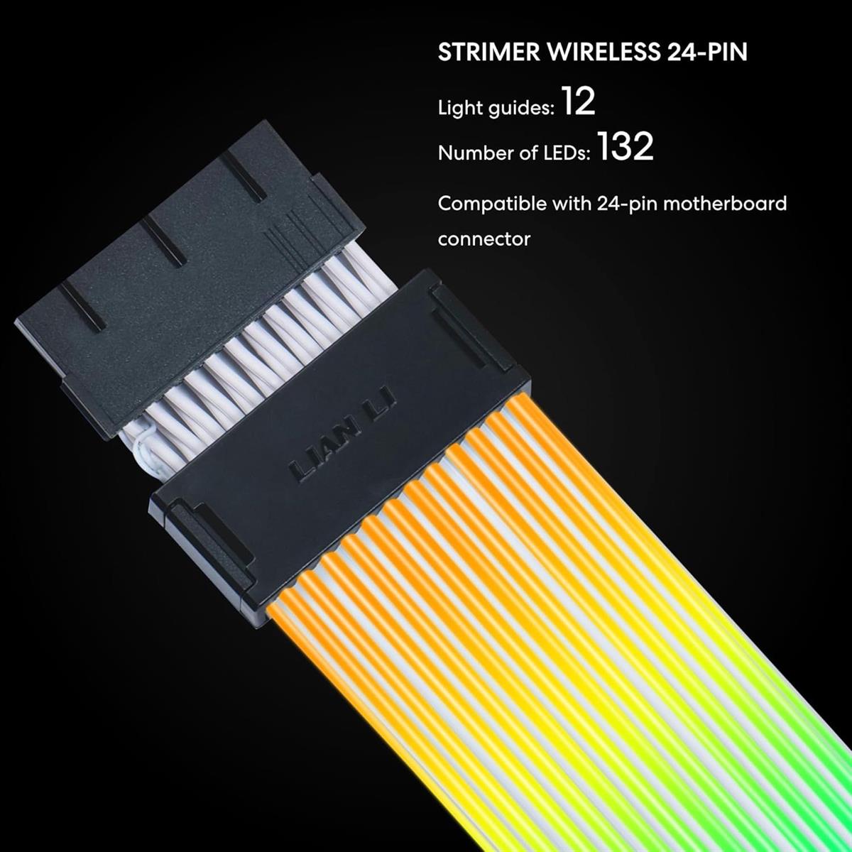 Lian Li Strimer Wireless 24 Pin with Controller - Addressable RGB Power Extension Cable, 2.4 GHz Wireless Control - PakByte Computers  