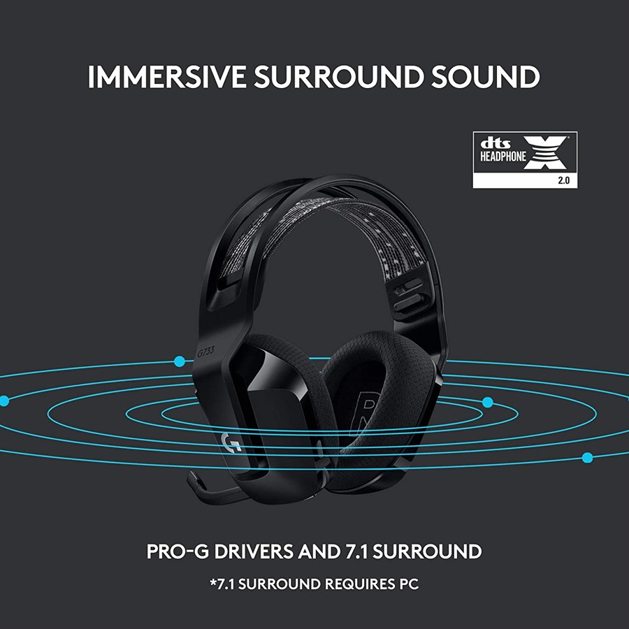 Logitech G733 RGB Lightspeed Wireless Gaming Headset (Black) - PakByte Computers  