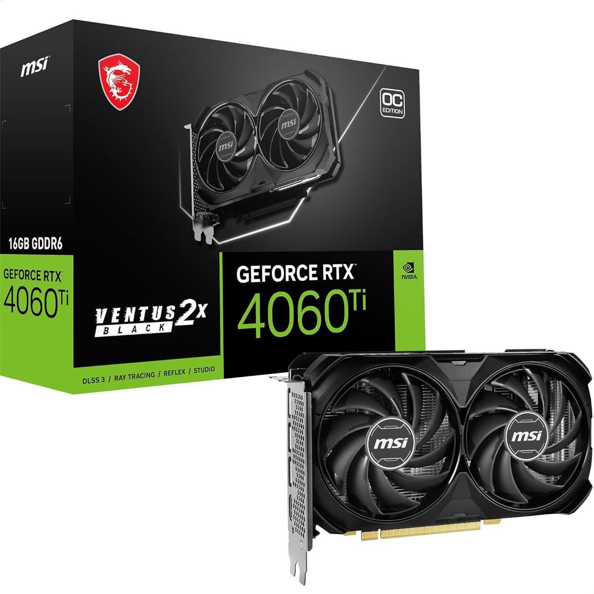 MSI GeForce RTX 4060 Ti Ventus 2X 16GB OC Graphics Card Black - PakByte  