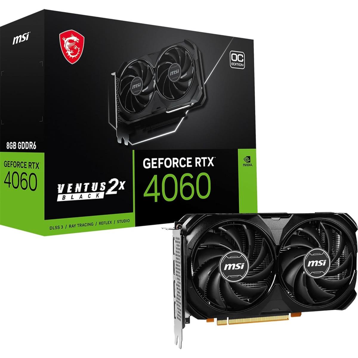 MSI GeForce RTX 4060 Ventus 2X 8GB OC Graphics Card Black