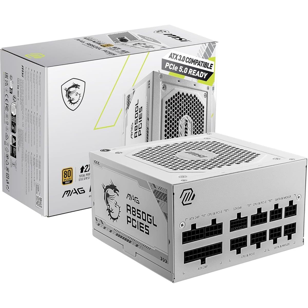 MSI MAG A850GL PCIE 5 Gaming Power Supply - White