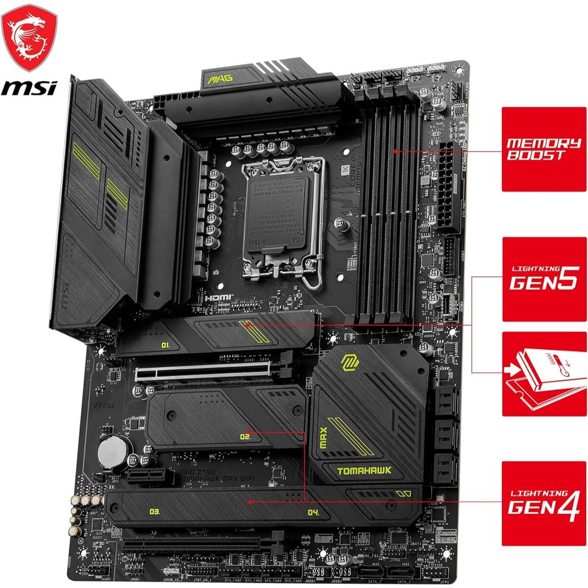 MSI MAG Z790 Tomahawk Max Wifi DDR5 Intel 12/13/14th Gen ATX Motherboard - PakByte Computers  