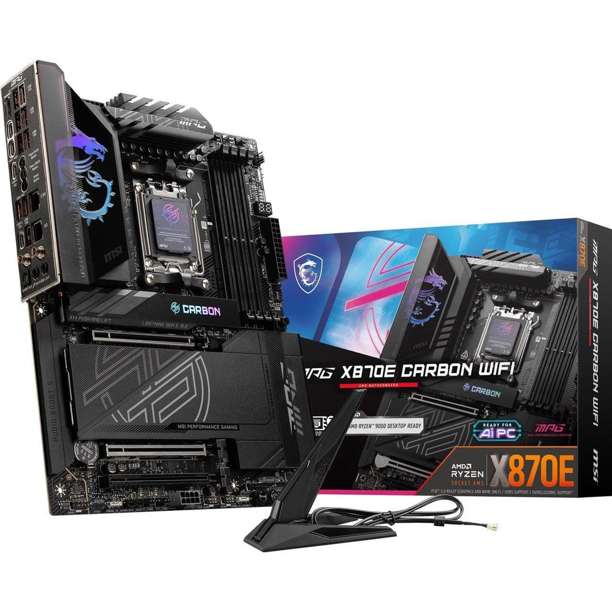 MSI MPG X870E Carbon Wifi DDR5 AMD AM5 ATX Motherboard - PakByte  