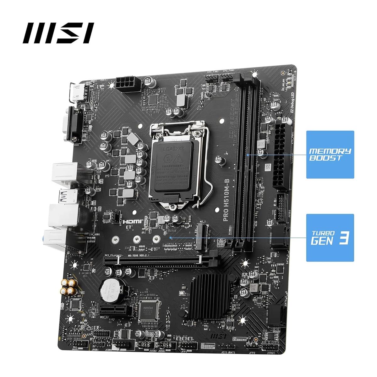 MSI Pro H510M-B Intel 10/11th Gen Micro ATX Motherboard - PakByte  