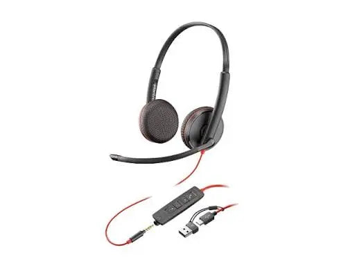 Plantronics Blackwire C3225 Duo USB- A connection + 3.5mm Jack Plug UC Headset